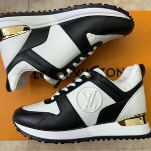 Louis Vuitton Black and White Sneakers with Gold Accents runway Women’s sz 35.5